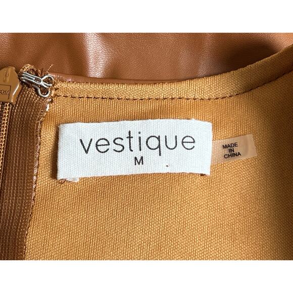 Vestique Faux Leather Wrap-Front Long Sleeve Mini Dress/M - Picture 6 of 7